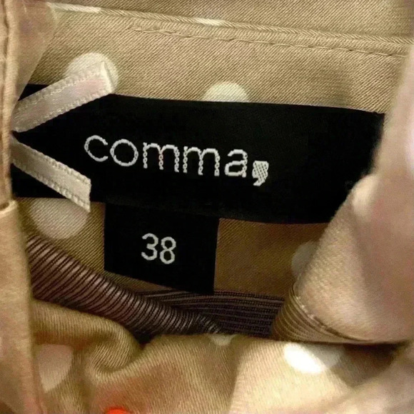 Comma, Tan Polka Dot “50’s” Scoop Neck Belted Sheath Mini Lined Dress (EU38/US8) - Picture 11 of 11